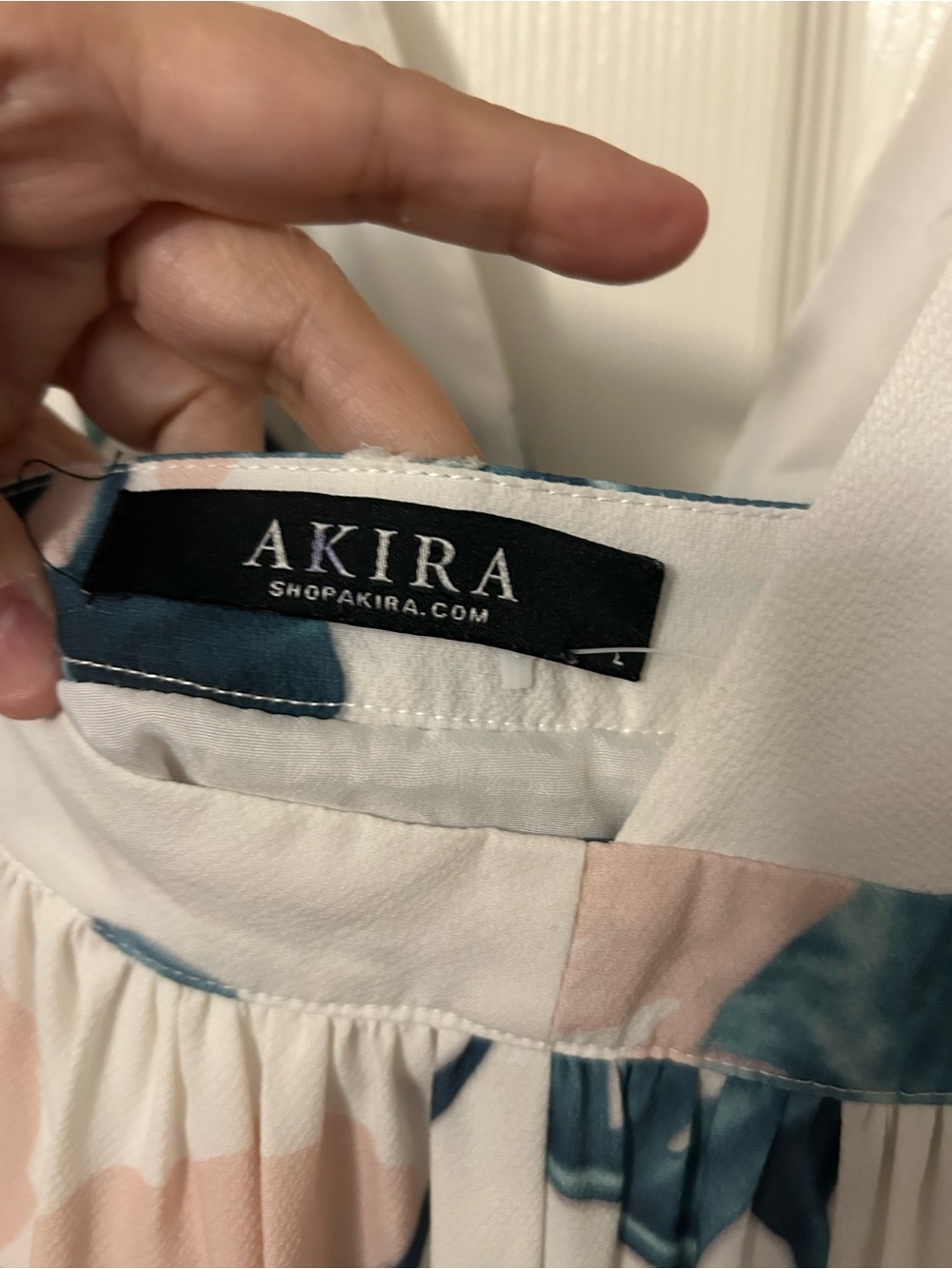 AKIRA White Maxi Jumpsuit with Teal & Blush Leaf Print - Picture 7 of 11